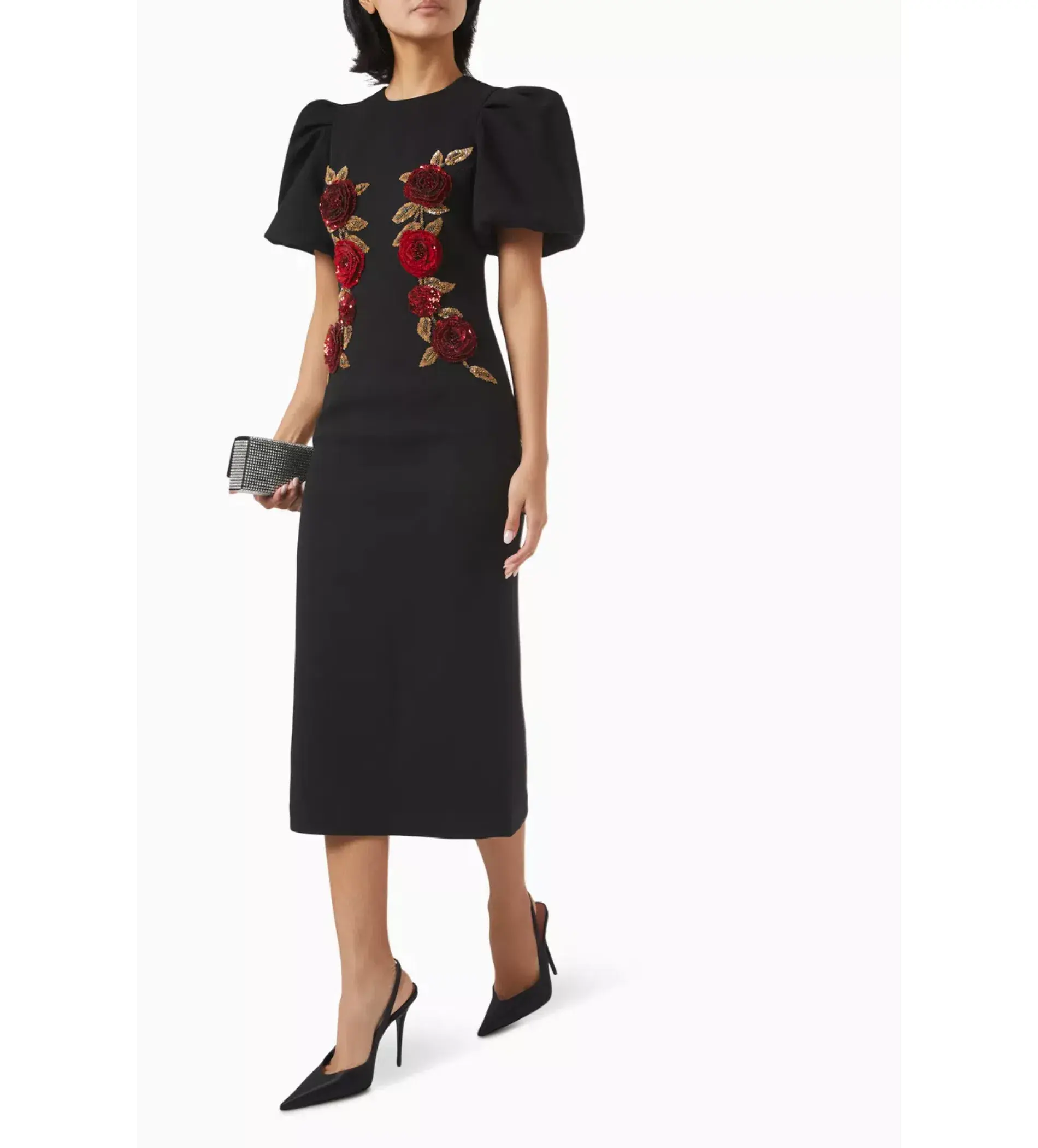Rebecca Vallance "Rosetta" Midi Dress Black Size 14 - Image 1