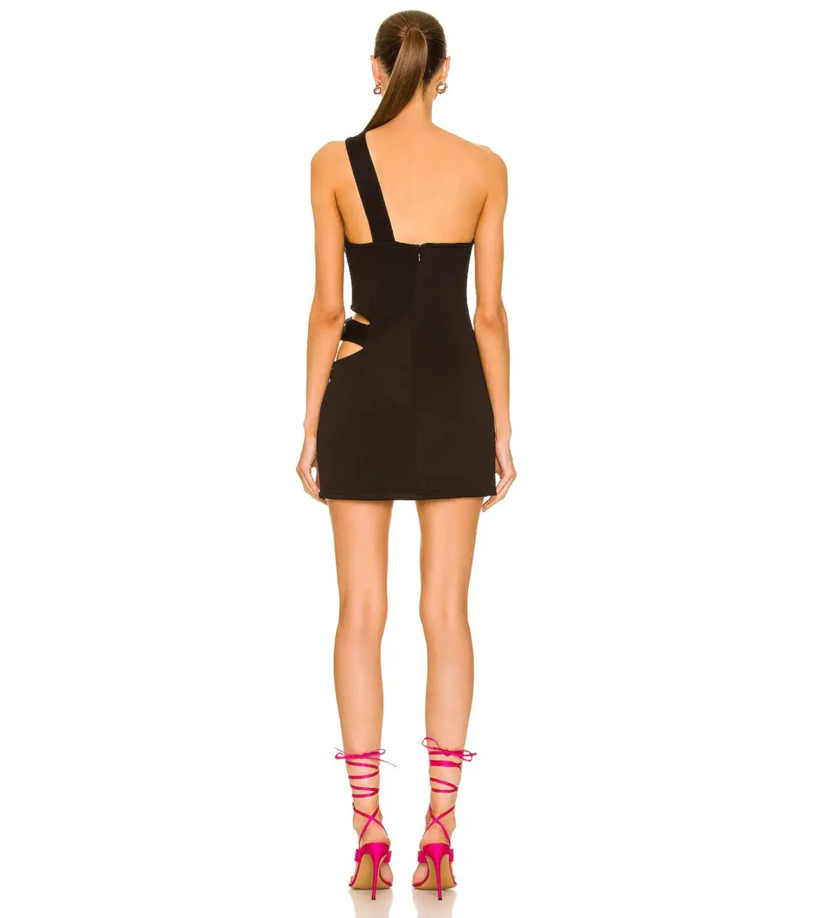 AREA NYC Crystal Buckle One Shoulder Mini Black Size S/ AU 8 - Image 3