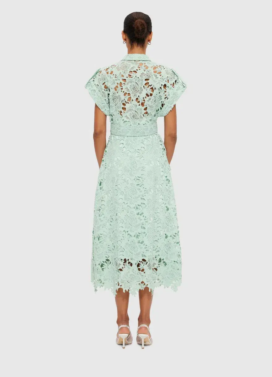 Leo Lin Audrey Lace Midi Green  Dress  Size 14 - Image 2