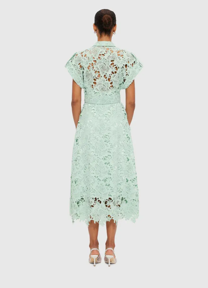 Leo Lin Lace Pocket Shirt Midi Dress Pistachio Size 16 - Image 2