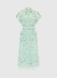 Leo Lin Lace Pocket Shirt Midi Dress Pistachio Size 16 - Image 3