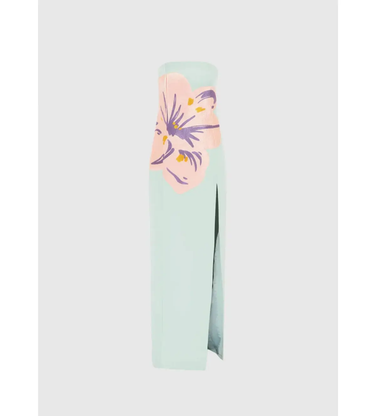Leo Lin Clemence Embroidered Split Maxi Dress Hibiscus in Pistachio Size 6 - Image 1