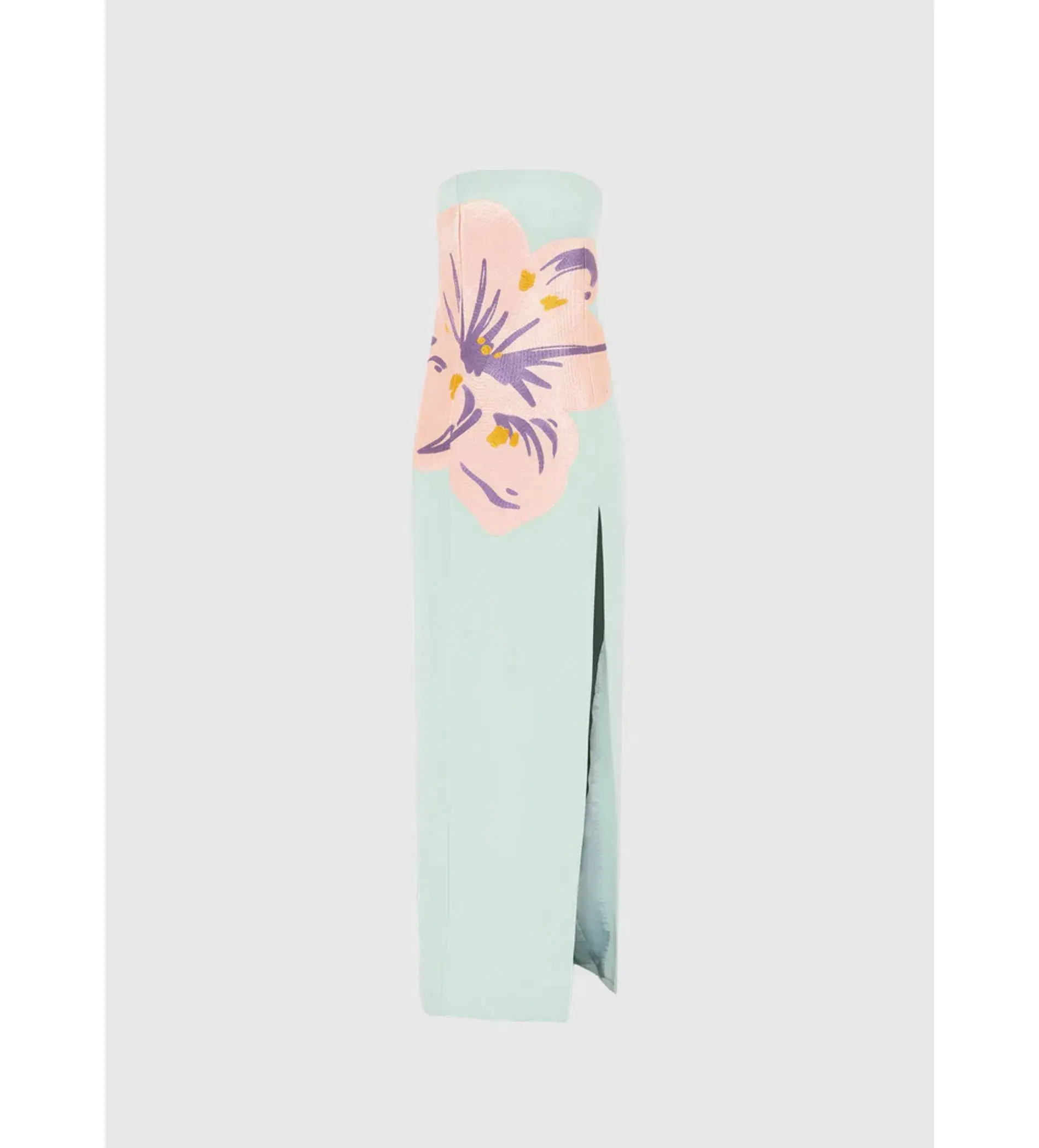 Leo Lin Clemence Embroidered Split Maxi Dress Hibiscus in Pistachio Size 6 - Image 1
