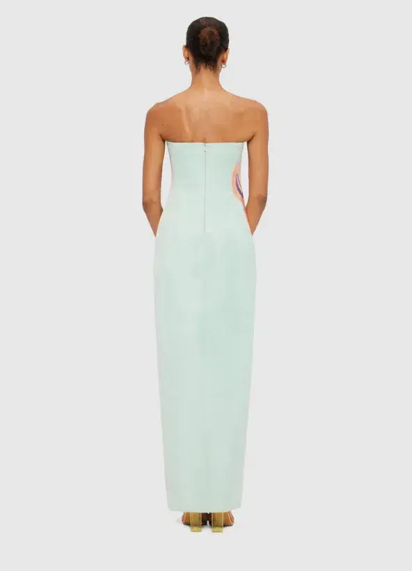 Leo Lin Clemence Embroidered Maxi Dress Green Size AU 8 - Image 3