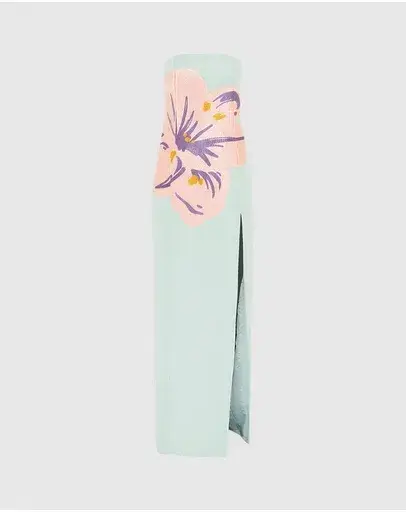 Leo Lin Clemence Embroidered Maxi Dress Green Size AU 8 - Image 2