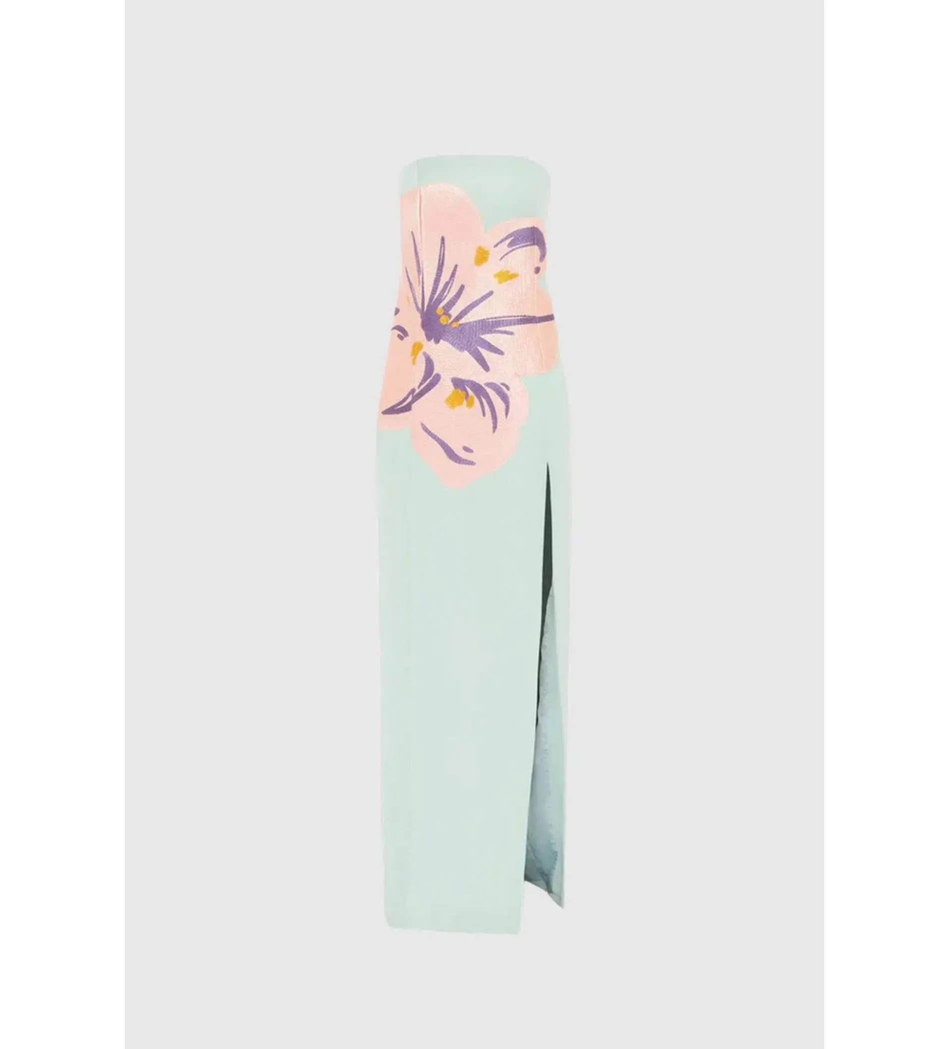 Leo Lin Clémence Embroidered Split Maxi Dress Hibiscus in Pistachio Size AU 12 - Image 1