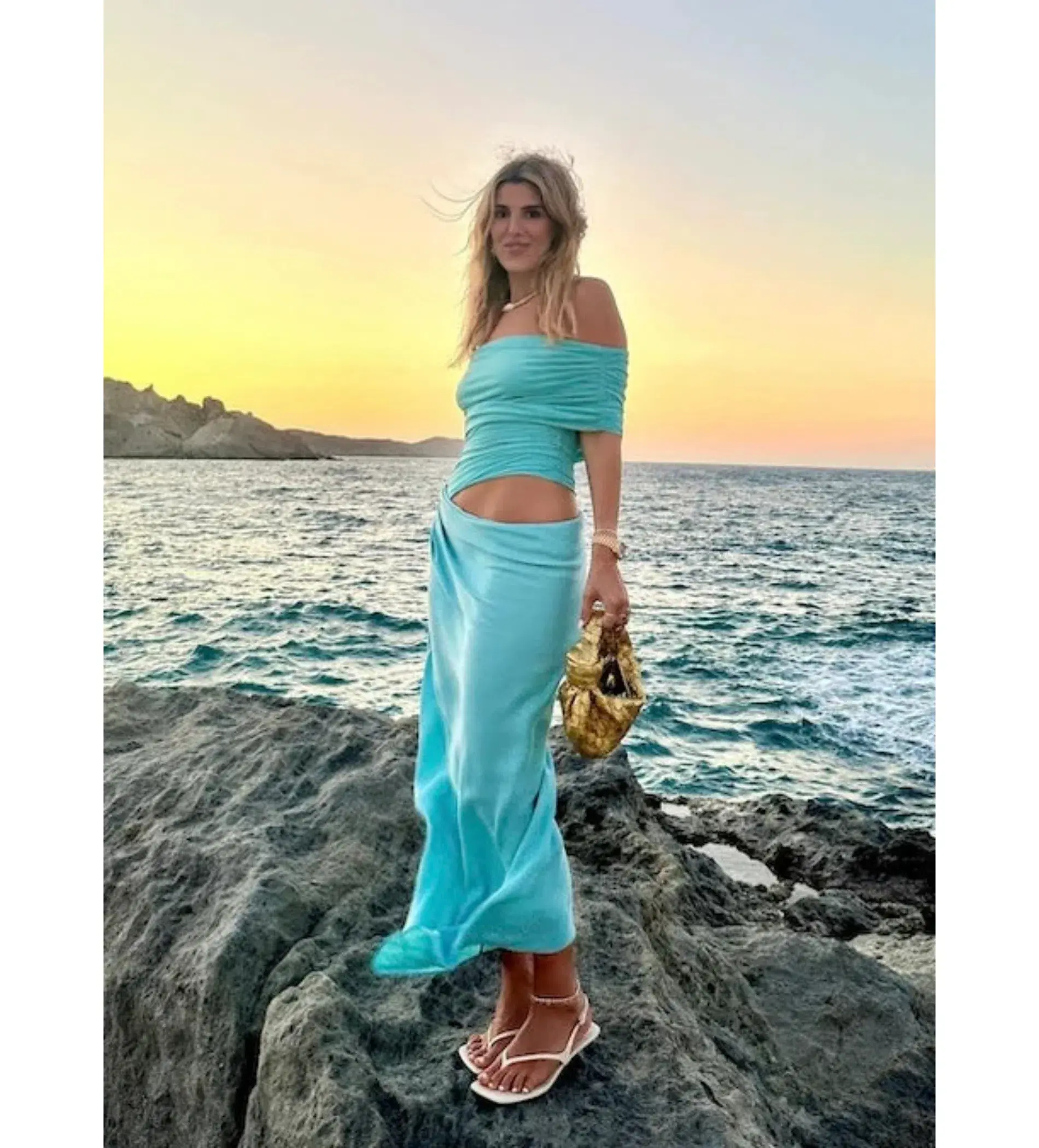 Benni Nico Off Shoulder Maxi Dress Aquamarine Size AU  8 - Image 3