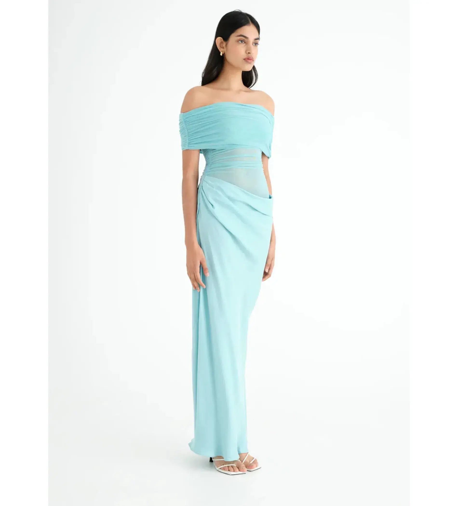 Benni Nico Off Shoulder Maxi Dress Aquamarine Size AU  8 - Image 2
