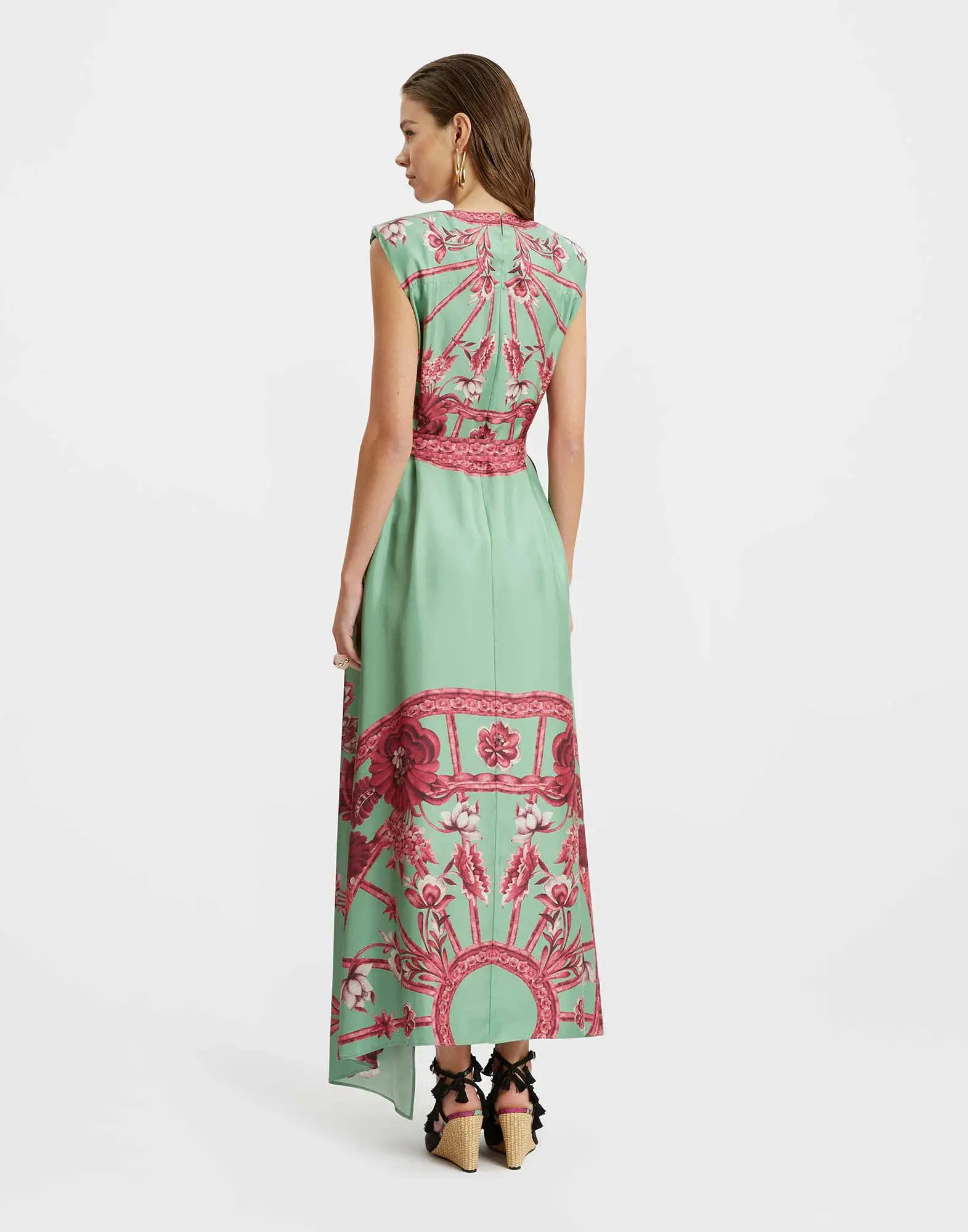 La DoubleJ Zodiac Placee Acquamarine in Silk Twill San Carlo Dress AU 10 - Image 3