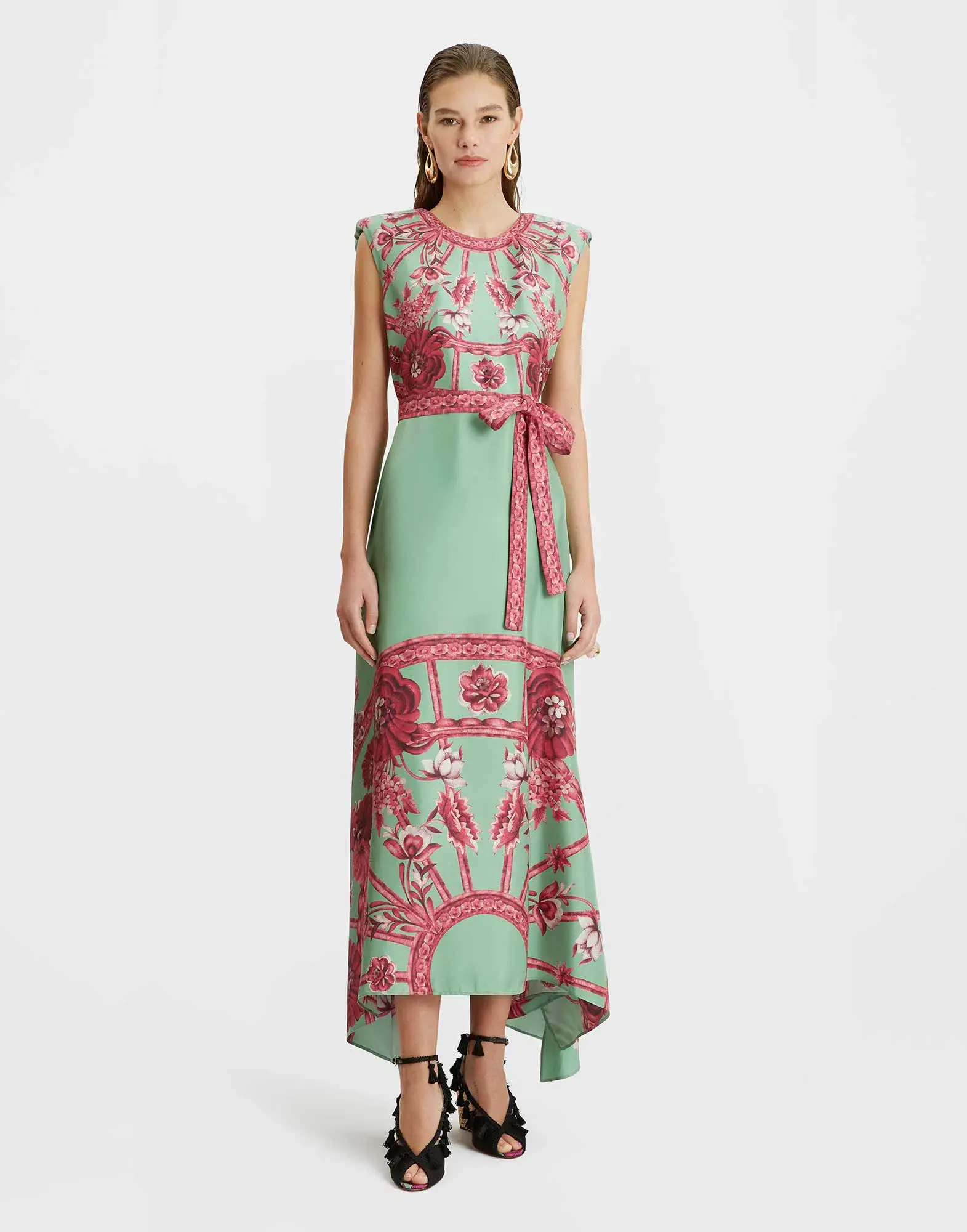 La DoubleJ Zodiac Placee Acquamarine in Silk Twill San Carlo Dress AU 10 - Image 1