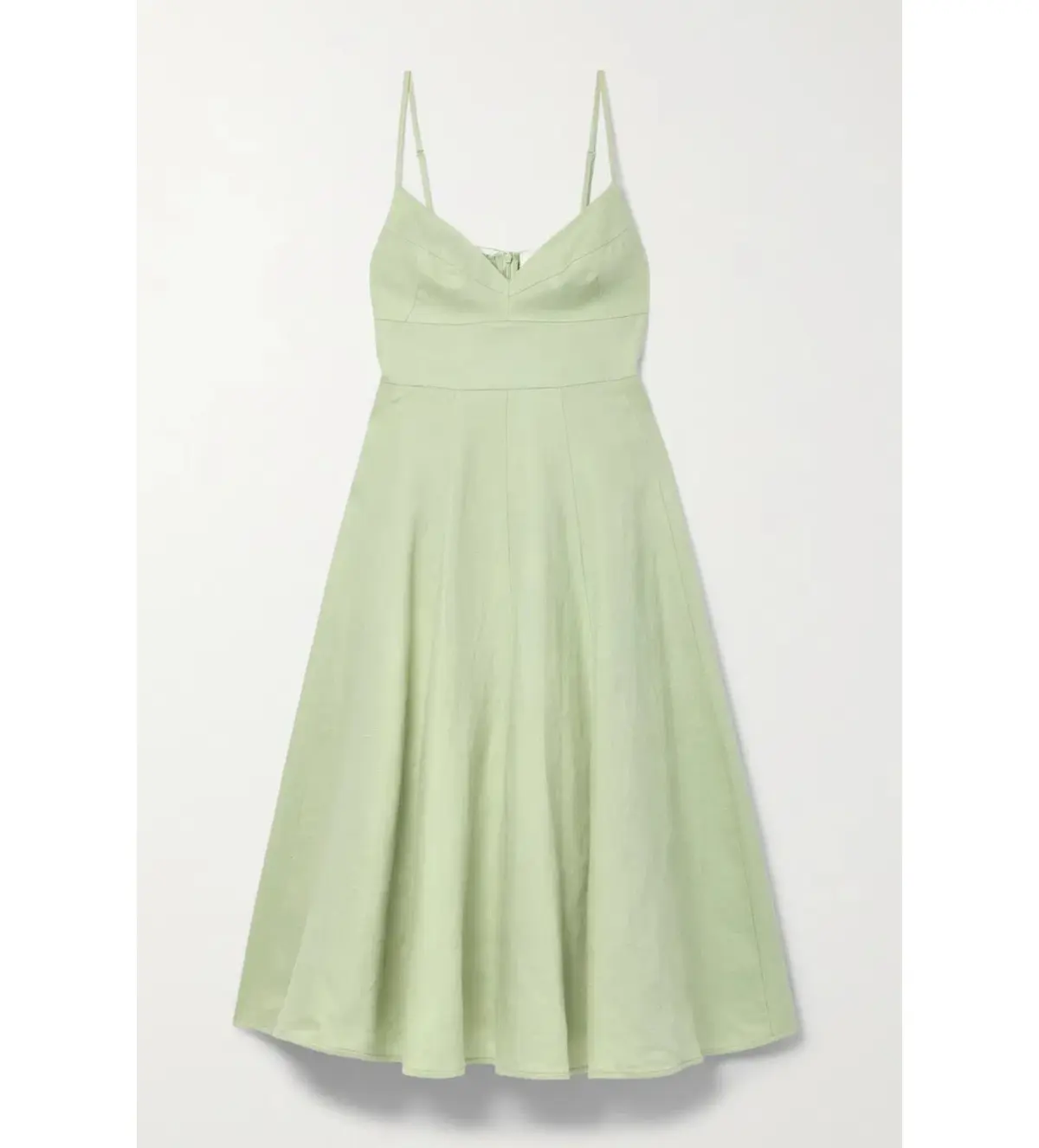Zimmermann Dancer Picnic Shirred Linen Midi Dress Sage Size 3/AU 14 - Image 5