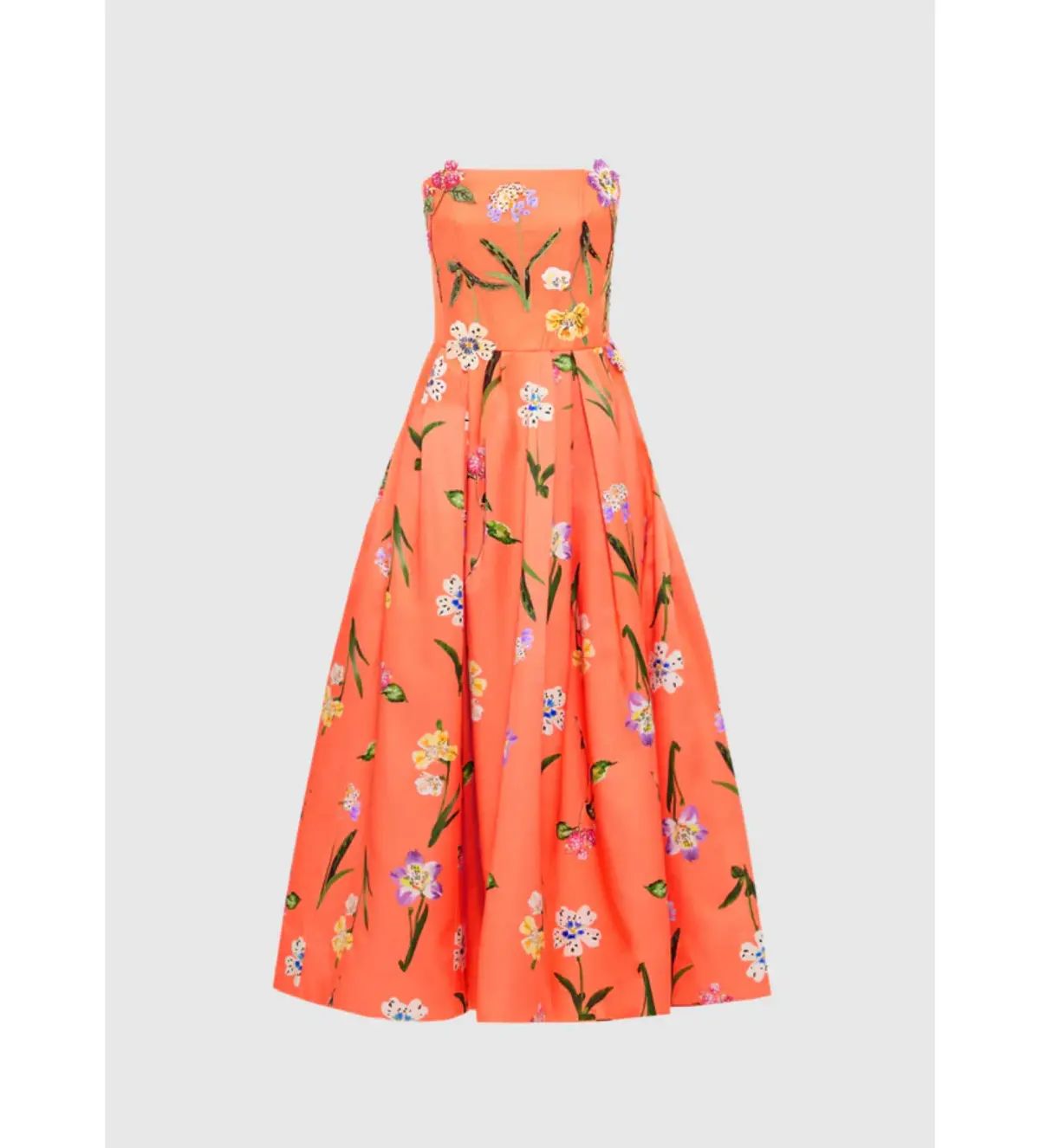 Leo Lin Lynn Bustier Midi Dress Wild Flower Coral Size 12 - Image 1