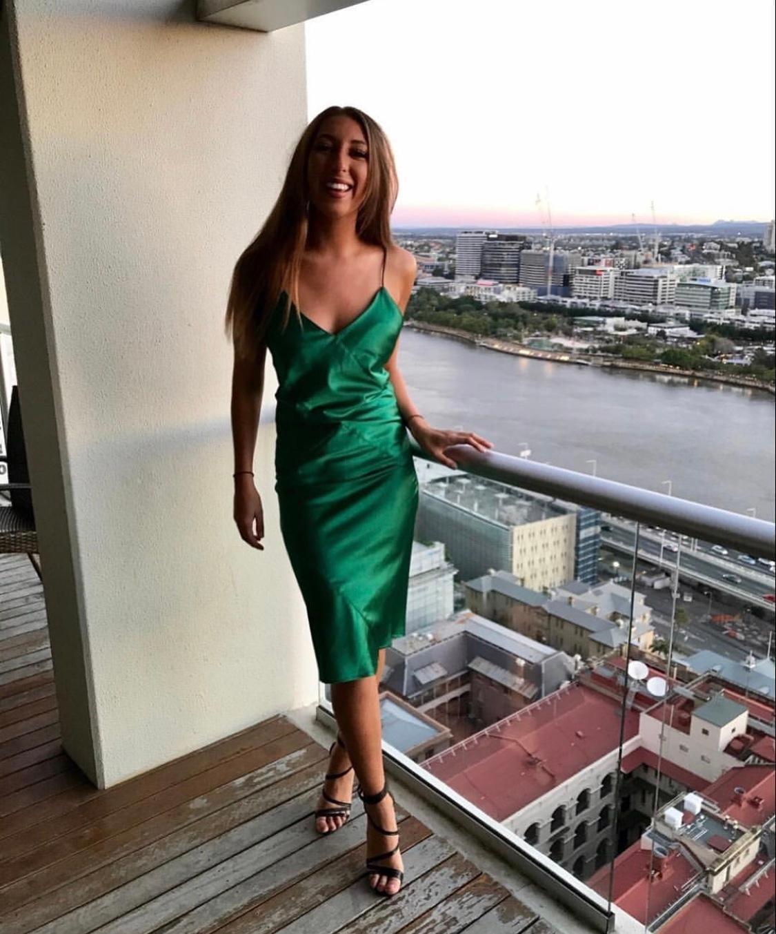 Maurie and Eve- Sunrise Dress EMERALD Size 8  - Image 4