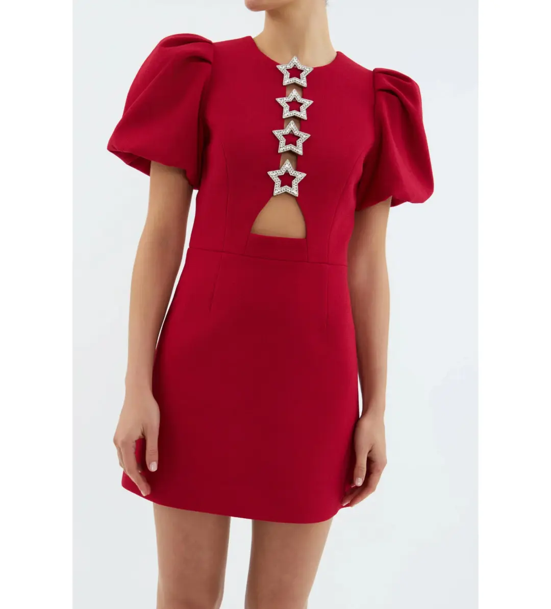 Rebecca Vallance Akari Puff Sleeve Mini Dress Red Size AU 8 for rent on The Volte - main image