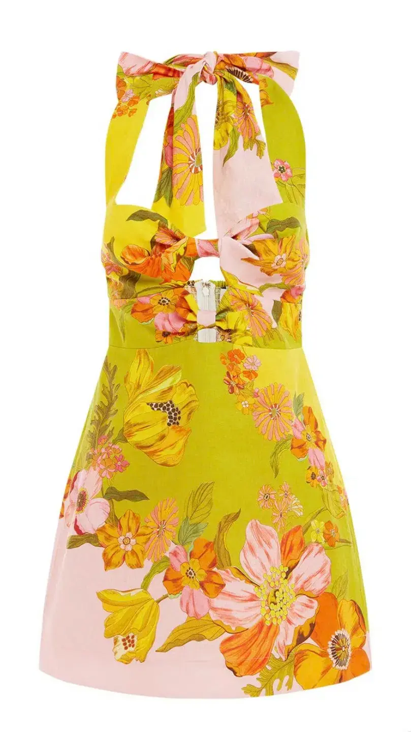 Alemais Silas Mini Halter Neck Mini Dress Floral Size AU 10 for rent on The Volte - main image