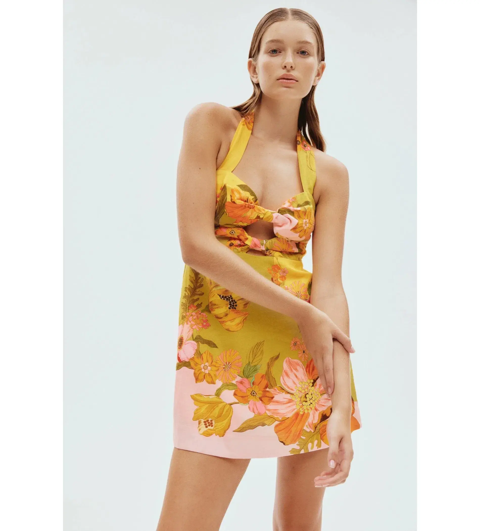 Alemais Silas Mini Halter Neck Mini Dress Floral Size AU 10 - Image 4