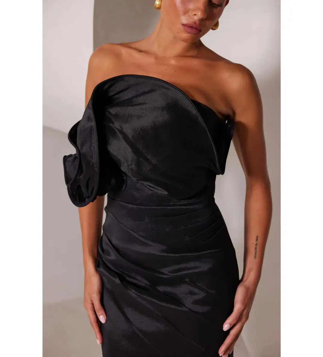 Elle Zeitoune Miles Midi Dress Black Size 10 for rent on The Volte - main image