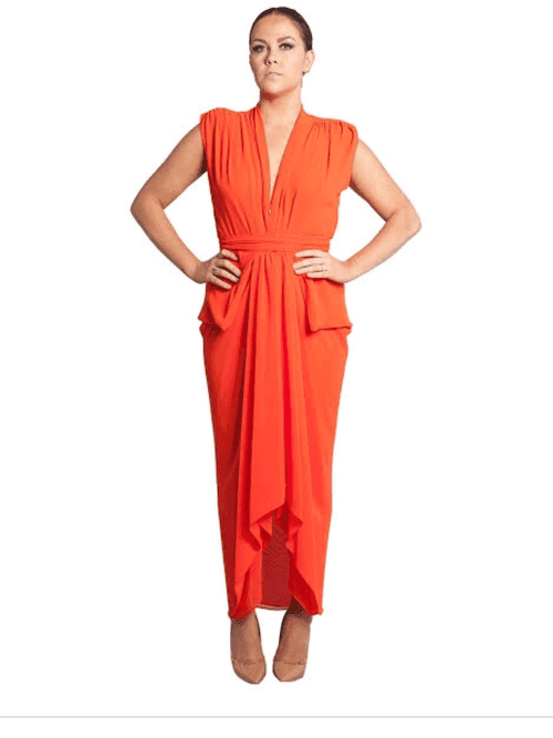 Carla Zampatti Waterfall Dress Red Size 6 - Image 5