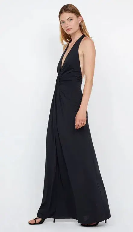 Bec and Bridge Tillie Drape Maxi Dress Black Size 6 - Image 3