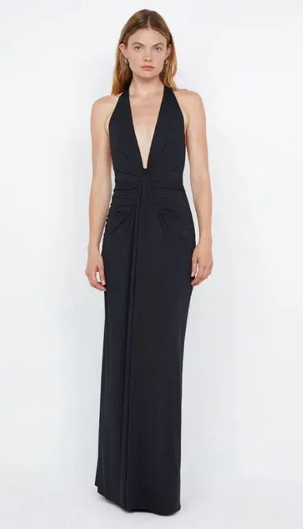 Bec and Bridge Tillie Drape Maxi Dress Black Size 6 - Image 1