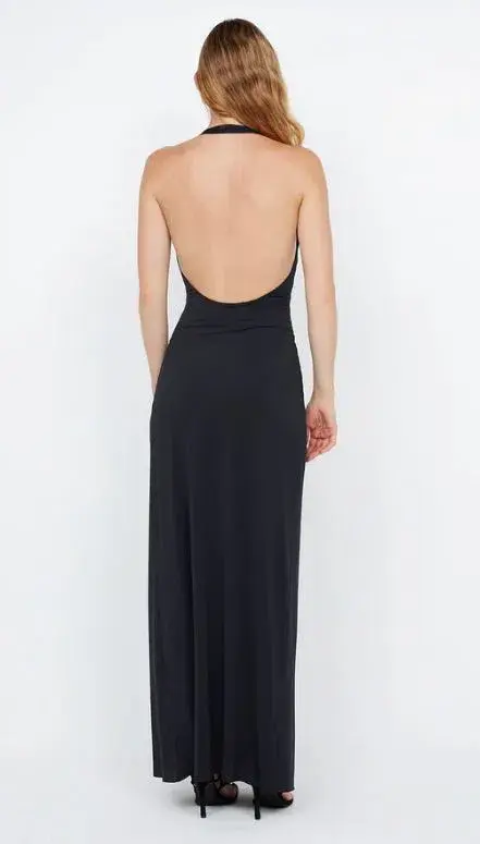 Bec and Bridge Tillie Drape Maxi Dress Black Size 6 - Image 4