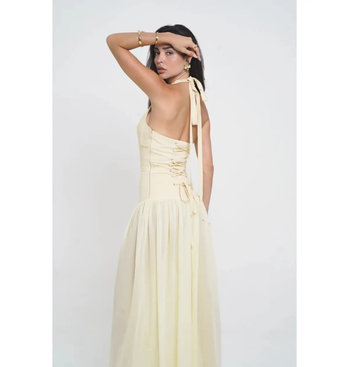 Vivienne Collection Giselle Maxi Dress Lemon Yellow Size 6 - Image 3