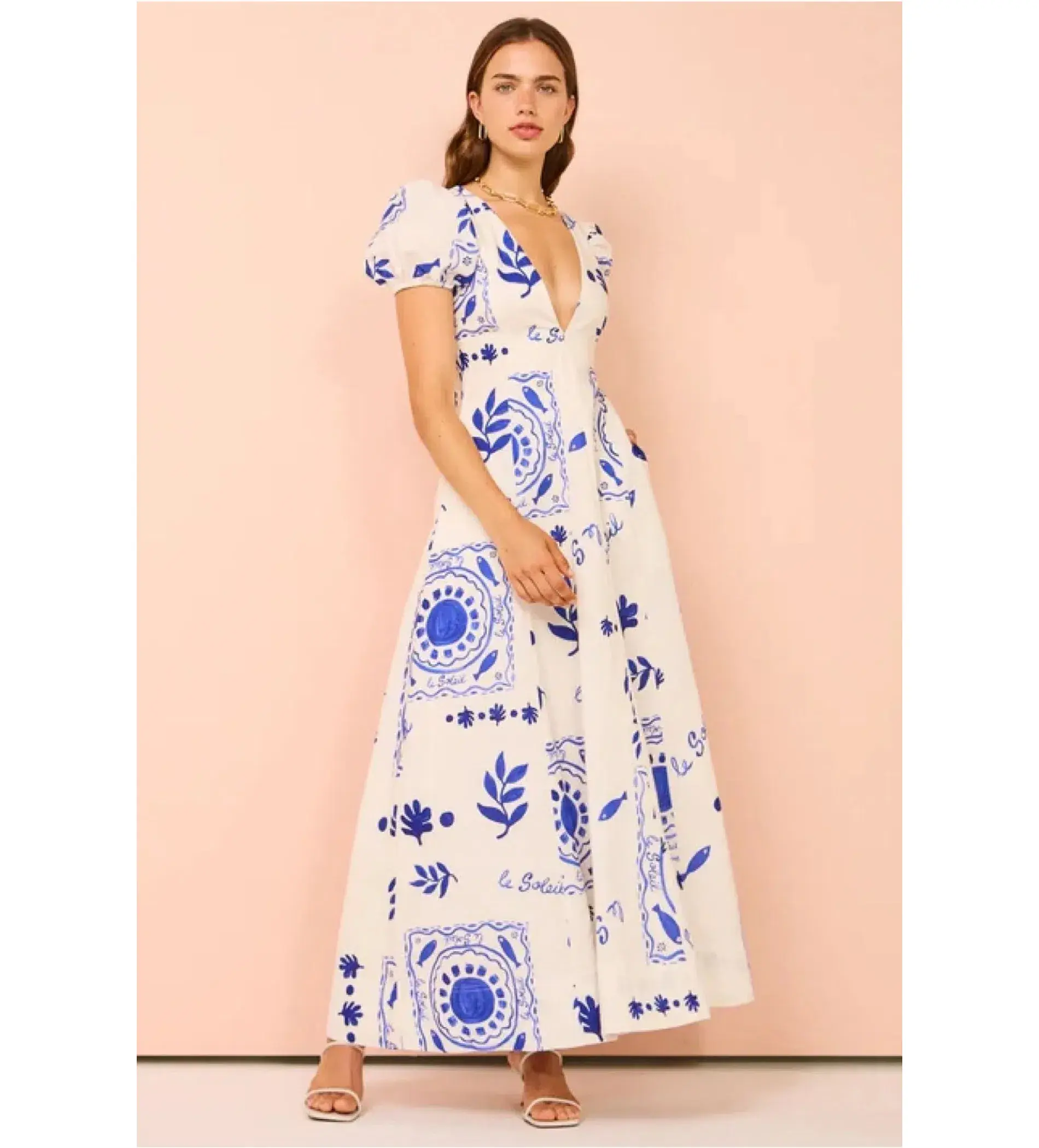 By Nicola S/S Wavy Maxi Dress in Le Soleil Size 8 - Image 1