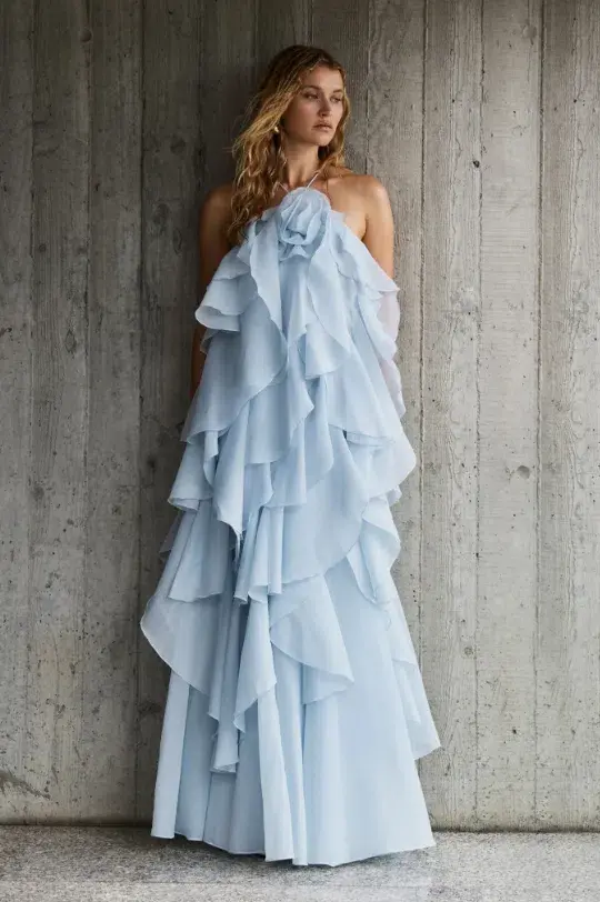 Aje Pandorea Layered Maxi Dress Silver Blue Size AU 8 - Image 1