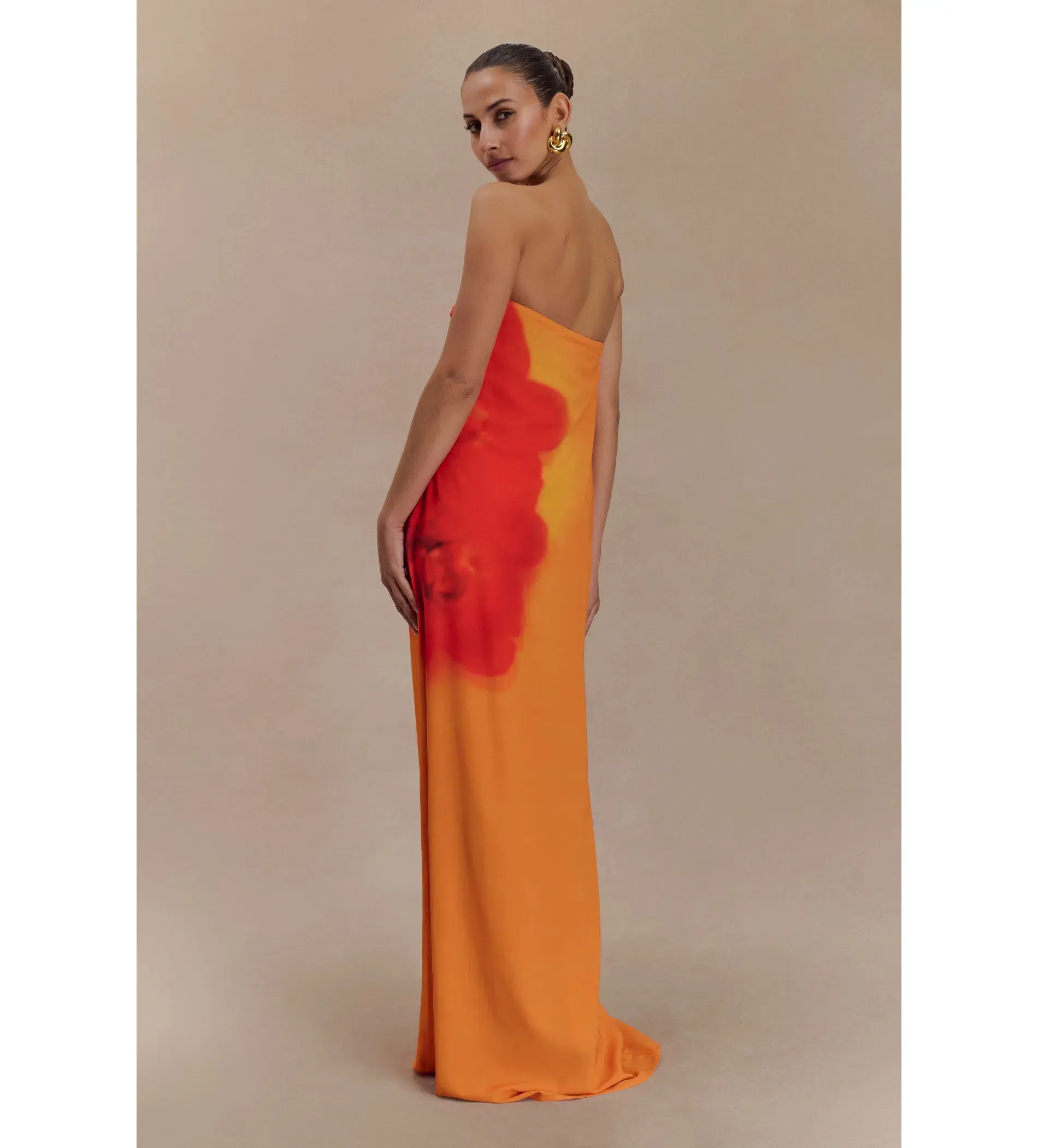 Amaya Strapless Chiffon Maxi Dress Koi Orchid Print Size 8 - Image 3