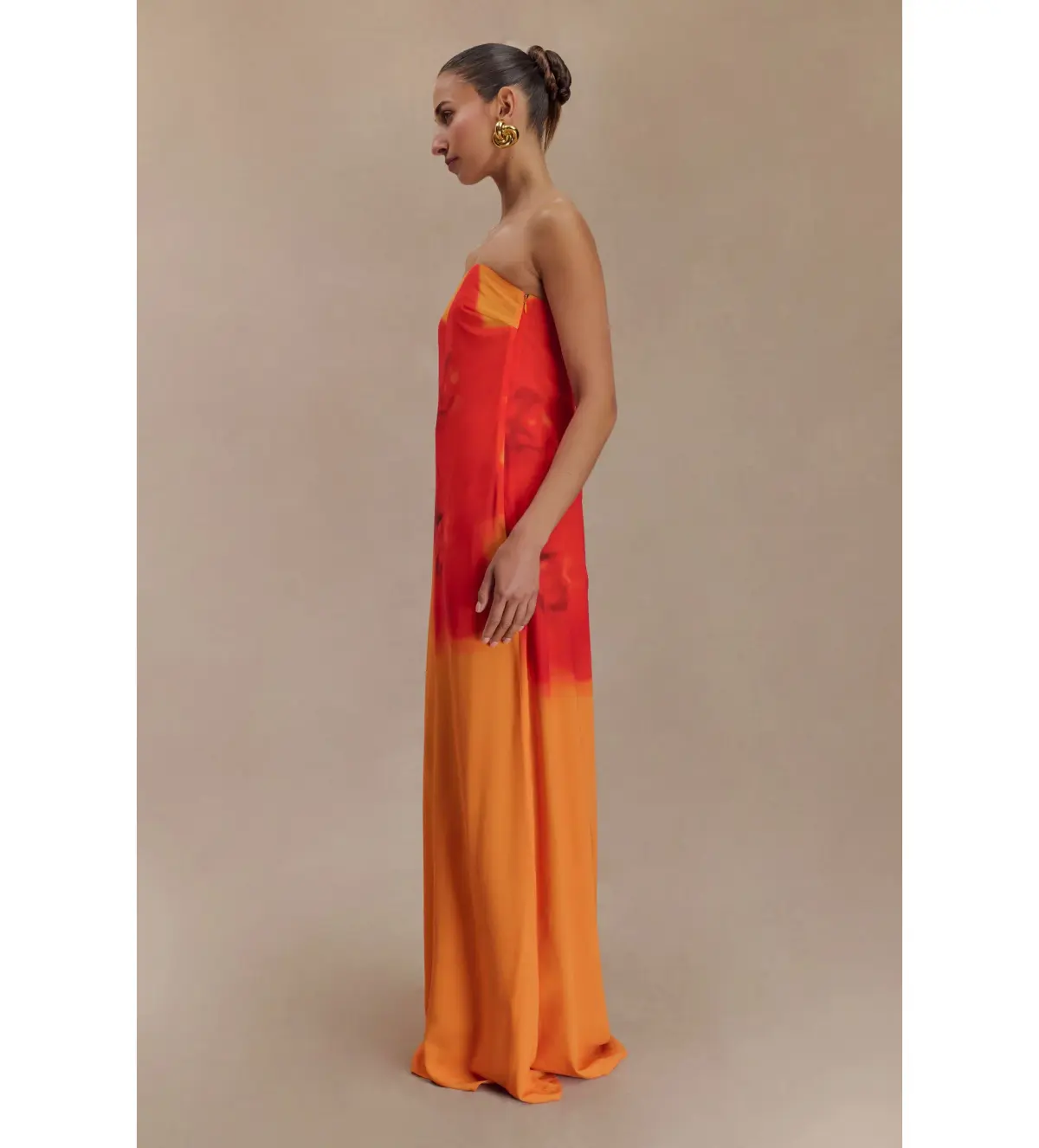 Amaya Strapless Chiffon Maxi Dress Koi Orchid Print Size 8 - Image 2