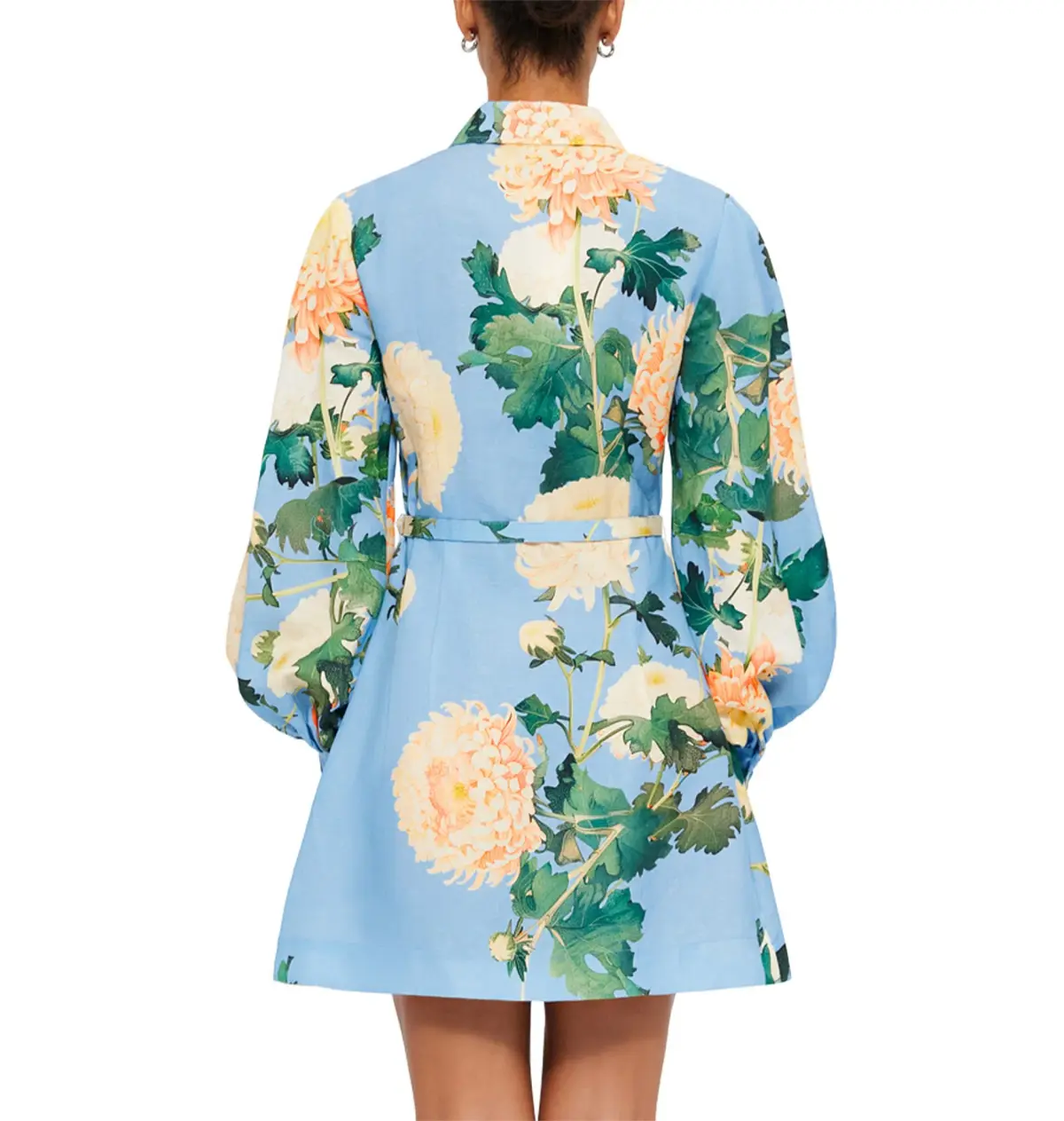 Leo Lin "Luminous" Linen Mini Dress Hydrangea Cornflower Blue Size 10 - Image 3