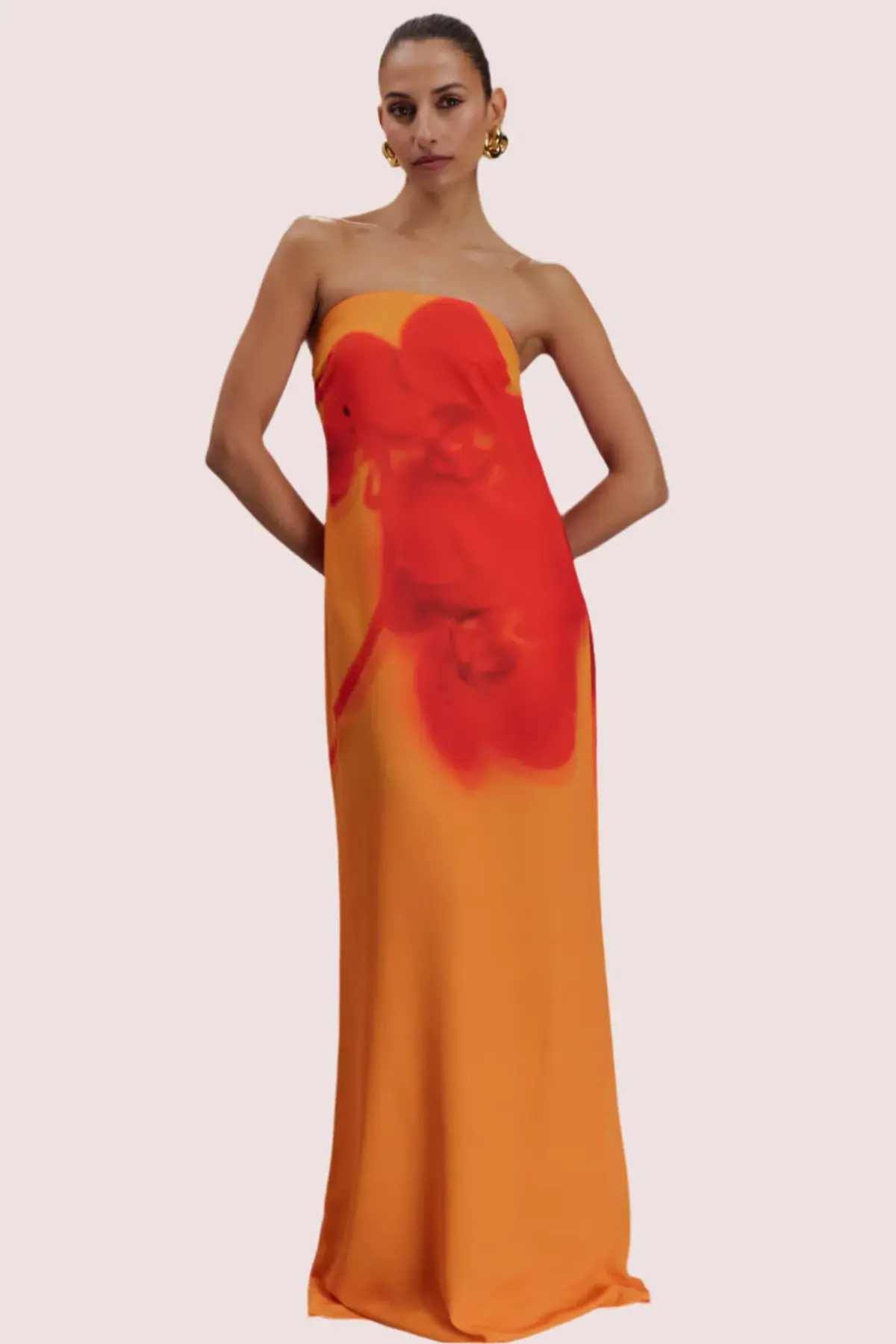 Meshki Amaya Maxi Gown Orange Print Size 12 - Image 1