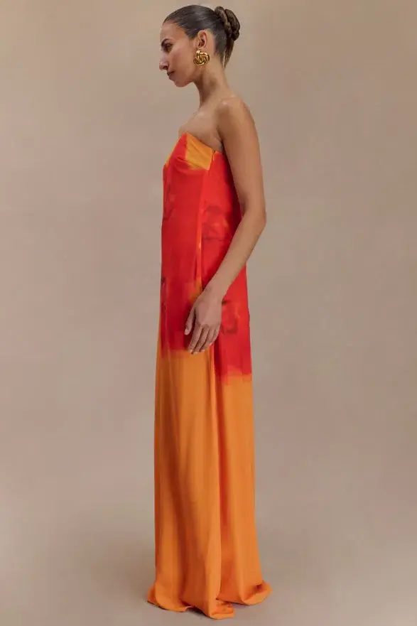 Meshki Amaya Maxi Gown Orange Print Size 12 - Image 2