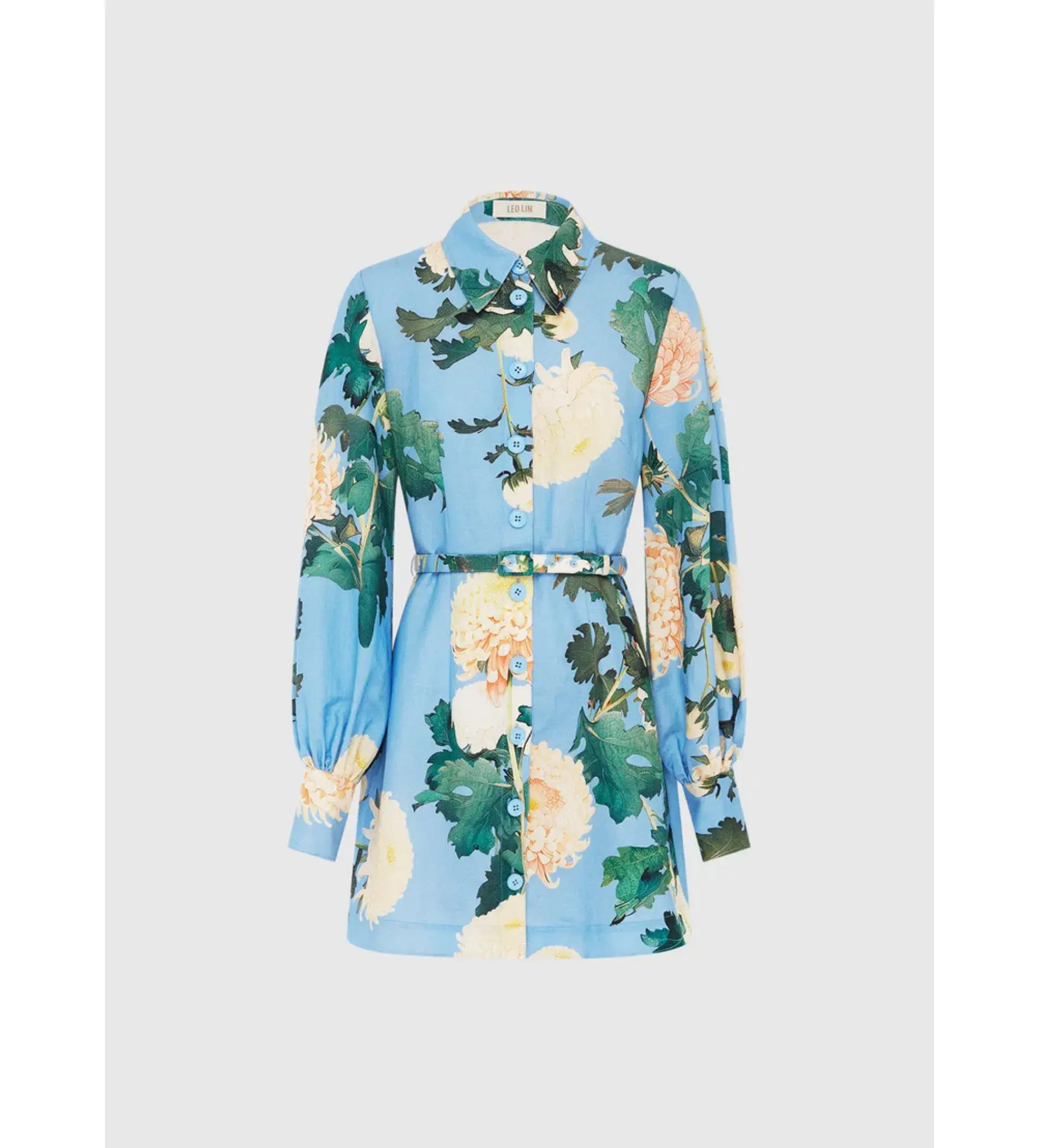 Leo Lin "Luminous" Linen Mini Dress in Cornflower Blue  Size AU 12 - Image 4