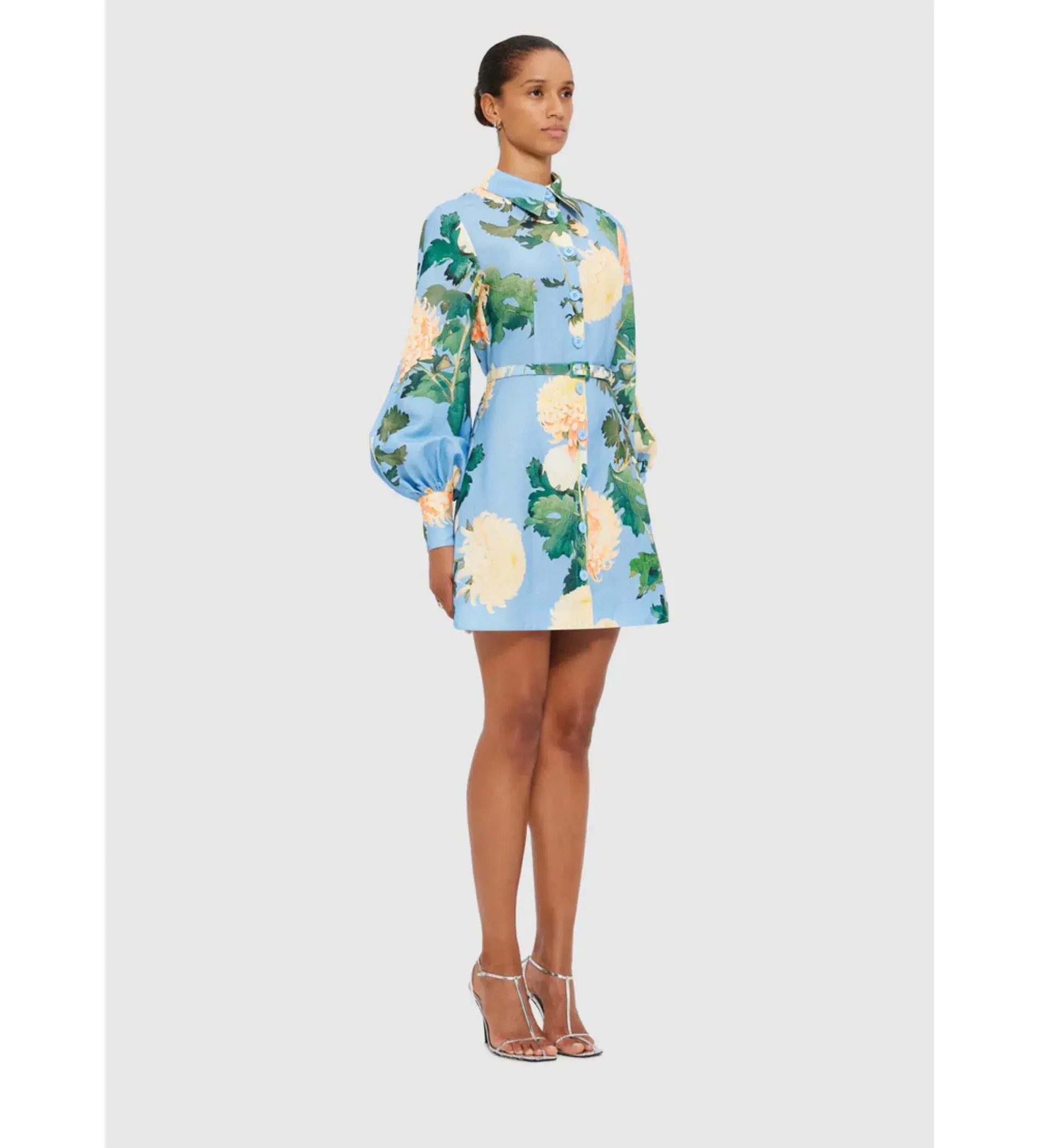 Leo Lin "Luminous" Linen Mini Dress in Cornflower Blue  Size AU 12 - Image 2
