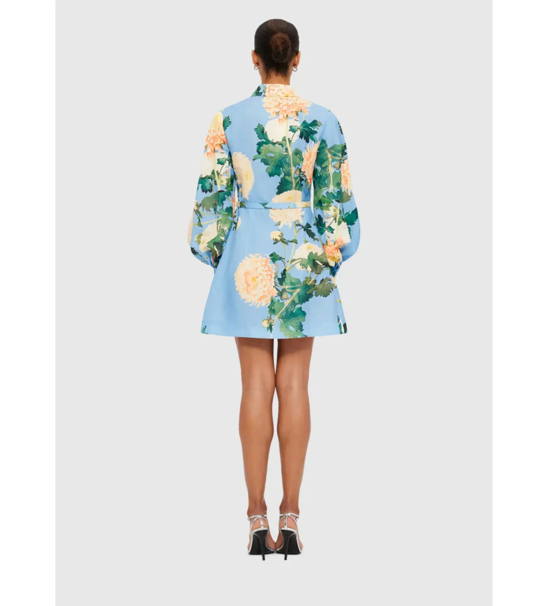 Leo Lin "Luminous" Linen Mini Dress in Cornflower Blue  Size AU 12 - Image 3