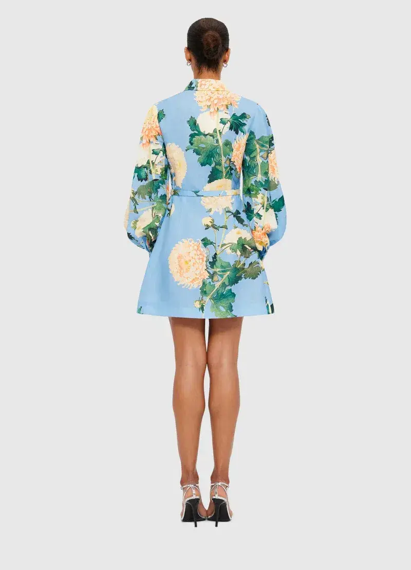 Leo Lin Luminous Linen Mini Floral Dress Size 16 - Image 2