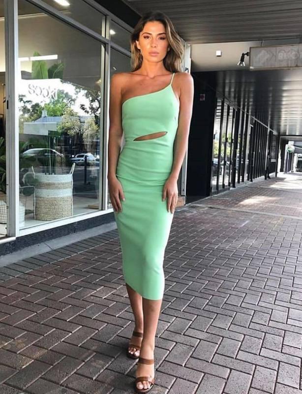 Bec & Bridge Missy Asym Midi Dress Green Size 12 - Image 4