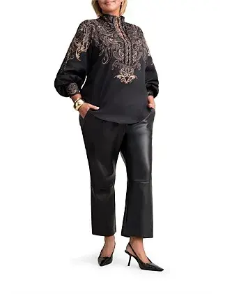 Blue Illusion Faux Leather Cropped Pants in Black Size 8/XS for rent on The Volte - main image