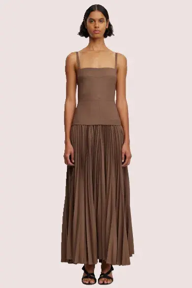 Acler Leasgill Midi Dress Brown Size 10 for rent on The Volte - main image