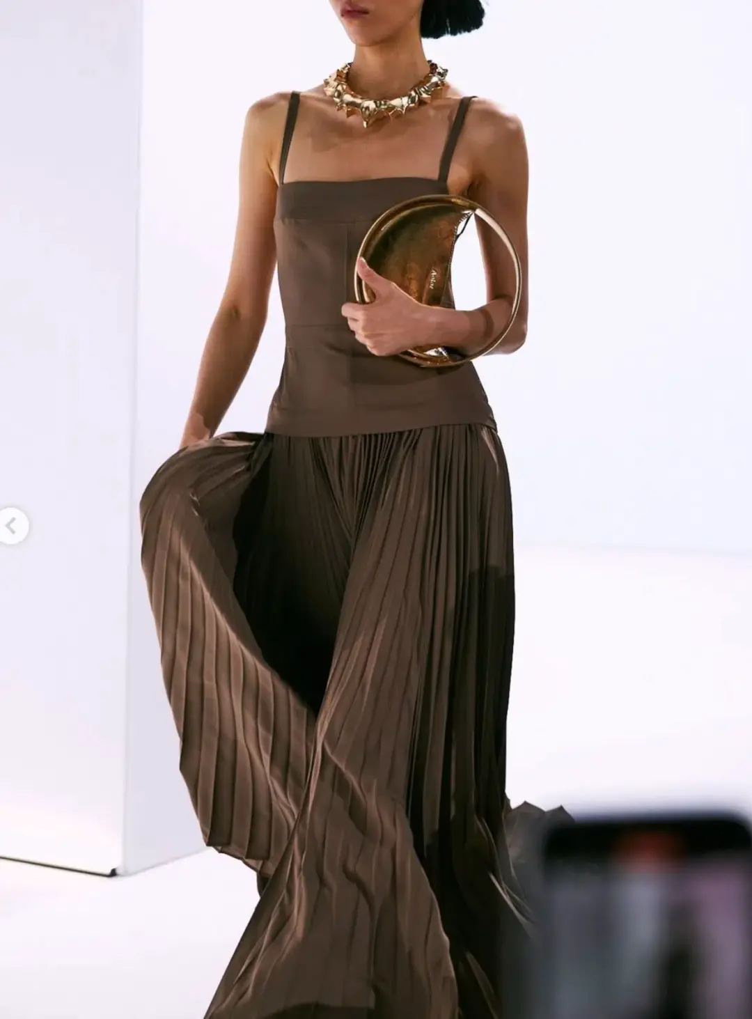 Acler Leasgill Midi Dress Brown Size 10 for rent on The Volte - main image