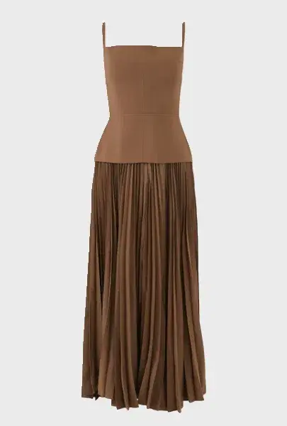 Acler Leasgill Midi Dress Brown Size 10 for rent on The Volte - main image