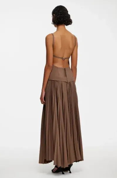 Acler Leasgill Midi Dress Brown Size 10 for rent on The Volte - main image