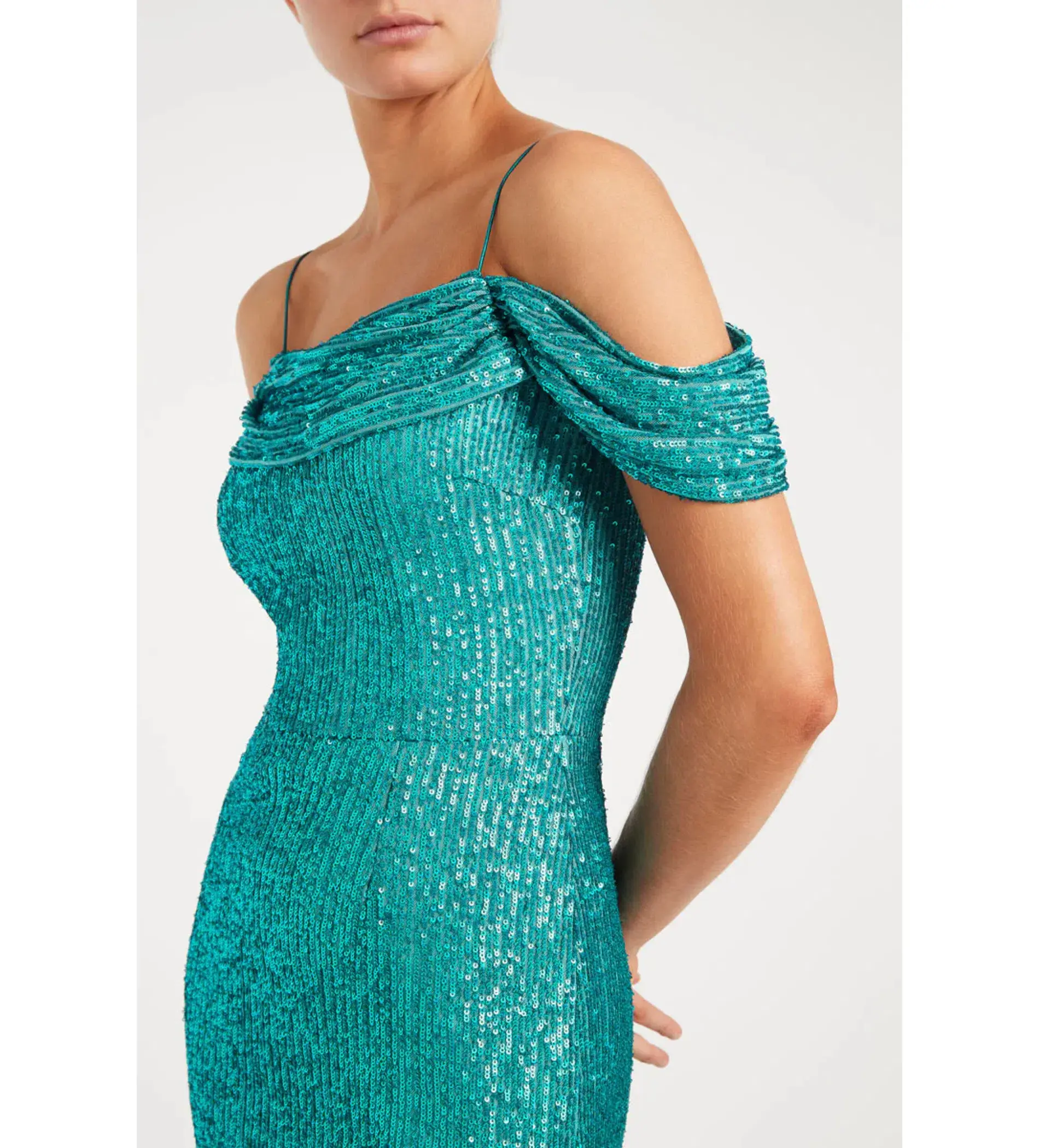 Rebecca Valance Missing Hours Sequence Gown in Green Size 6 - Image 4