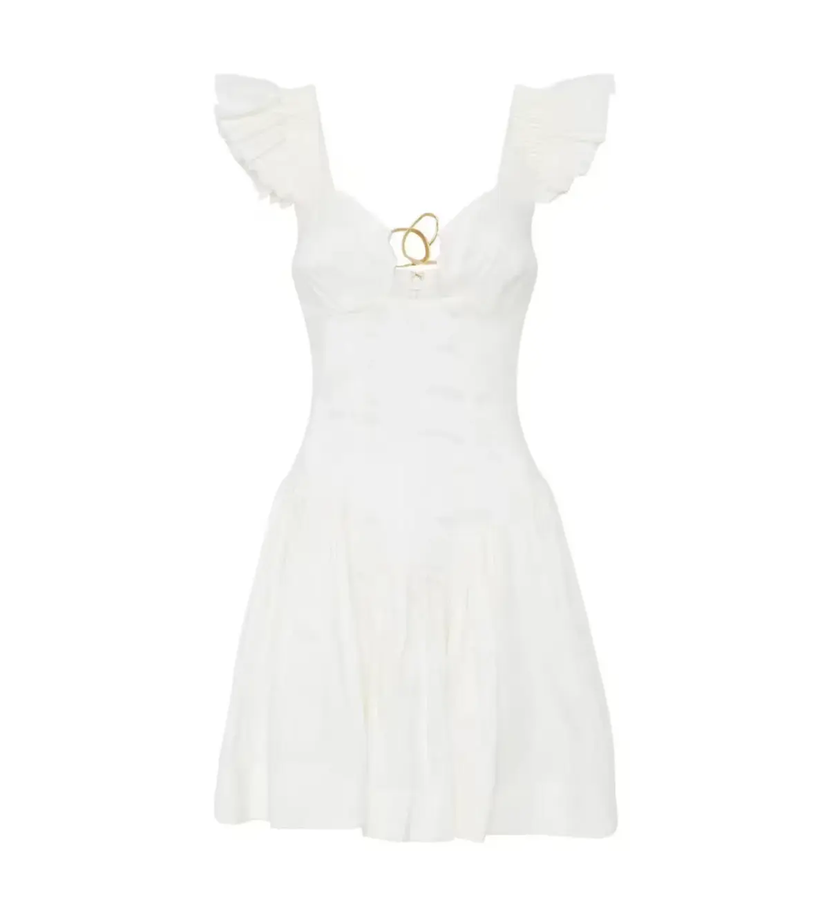 Aje Simone Frill Sleeve Mini Dress in White Size AU 10 - Image 4