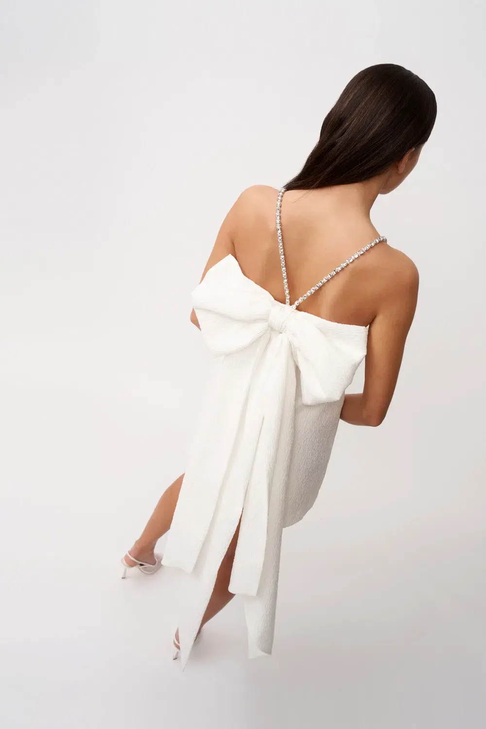 By Johnny Brooklyn Bow Back Mini Dress Ivory Size AU 6 - Image 2