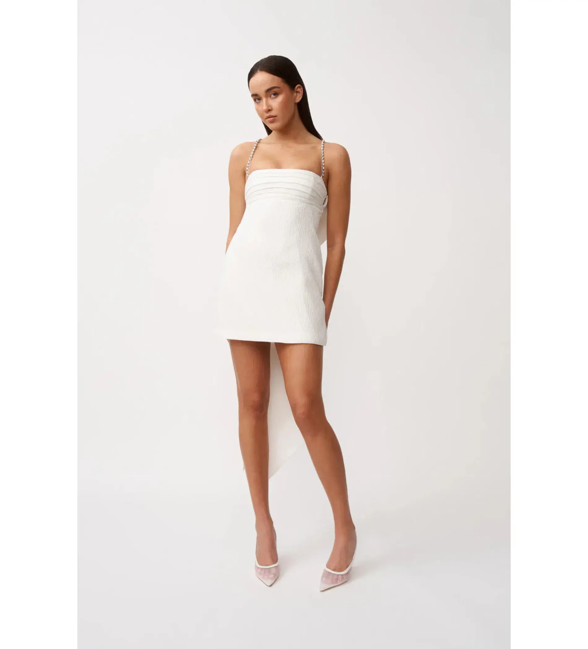 By Johnny Brooklyn Bow Back Mini Dress in White Size 8 - Image 1