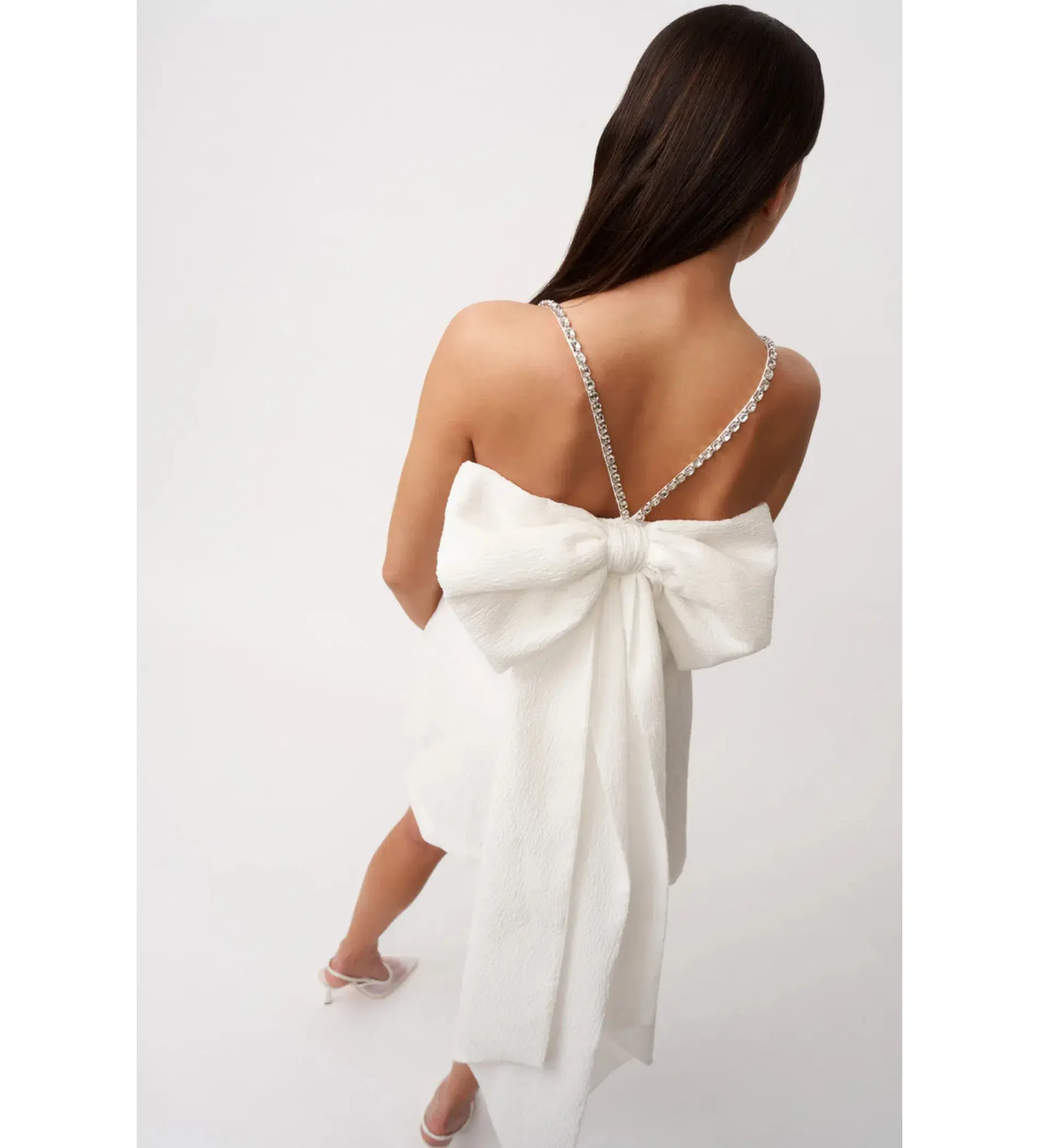 By Johnny Brooklyn Bow Back Mini Dress in White Size 8 - Image 6