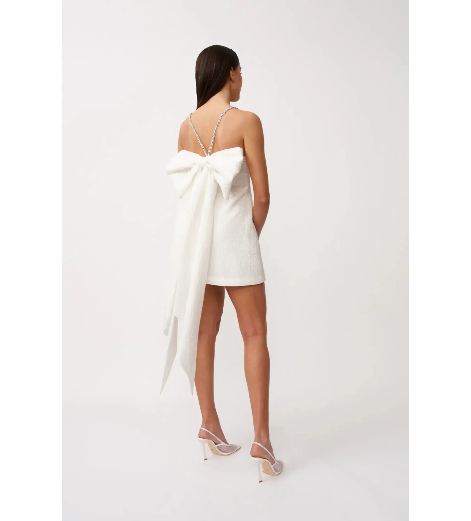 By Johnny Brooklyn Bow Back Mini Dress in White Size 8 - Image 4