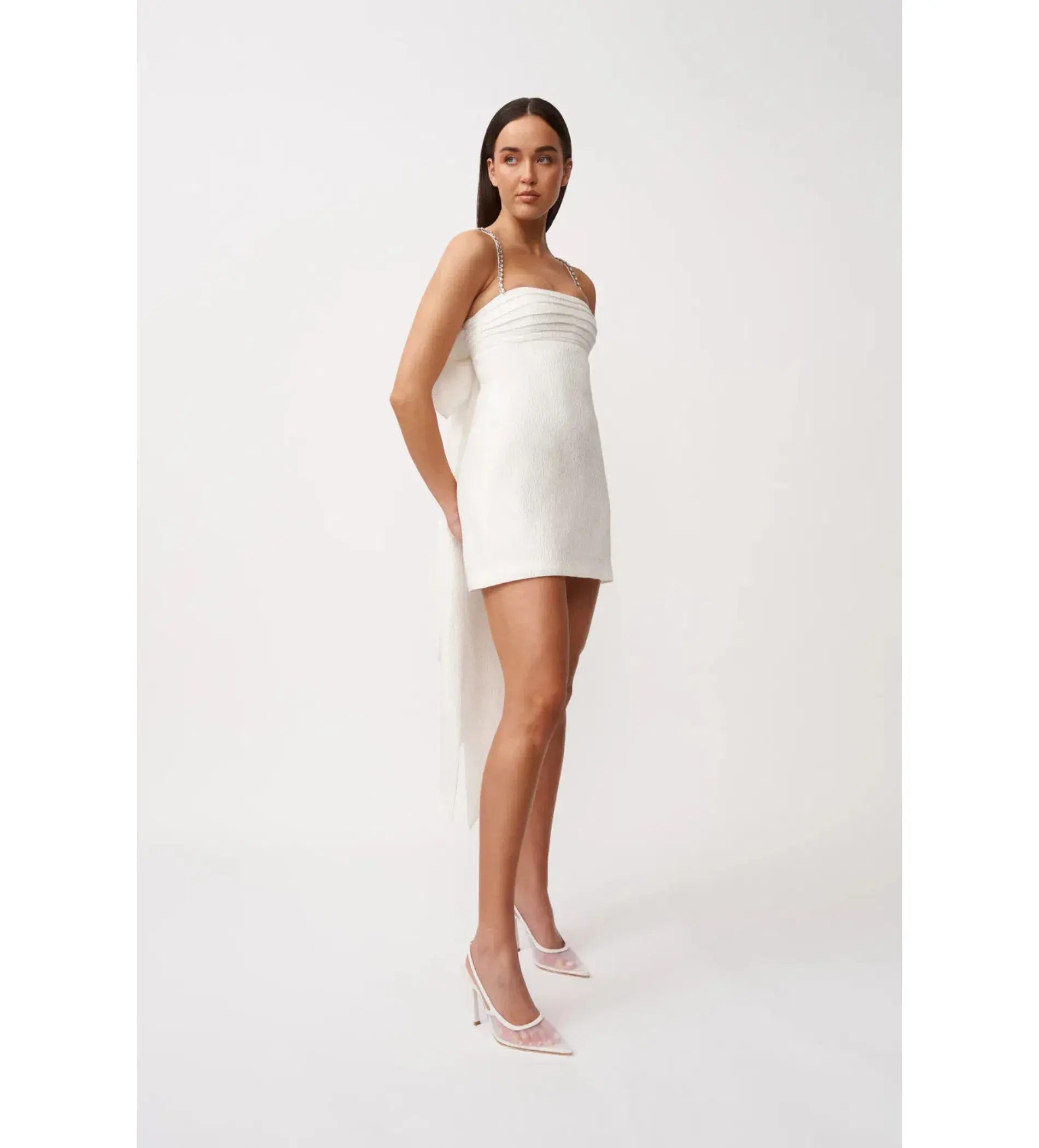 By Johnny Brooklyn Bow Back Mini Dress in White Size 8 - Image 3